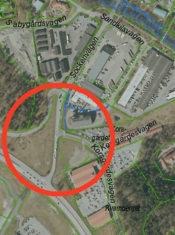 Bild över det område på sockenvägen där projektet utförs