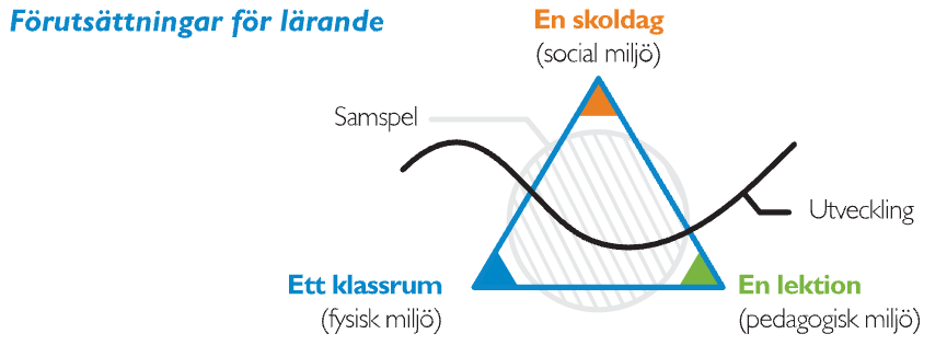 Bild på triangel som visar förutsättningar för lärande