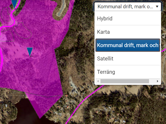 Bild som visar hur man byter kartlager