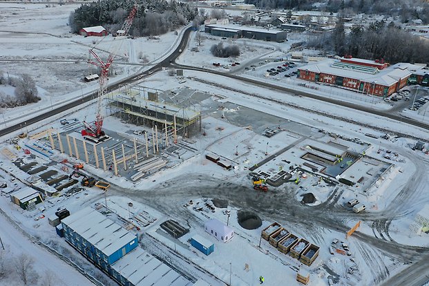 Översiktsbild över byggarbetsplatsens område