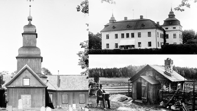 Stillbilder på olika byggnader ur Roger Perssons film 