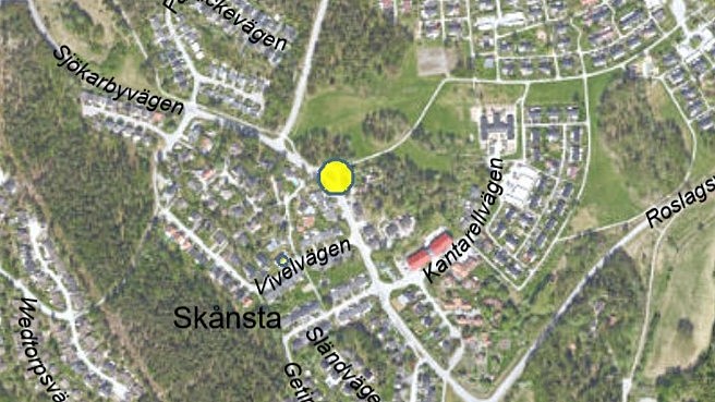 punkten i bilden visar vart arbeten kommer att göras