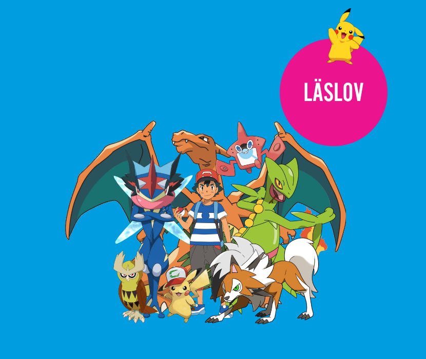 En tecknad bild på olika Pokémon-figurer.