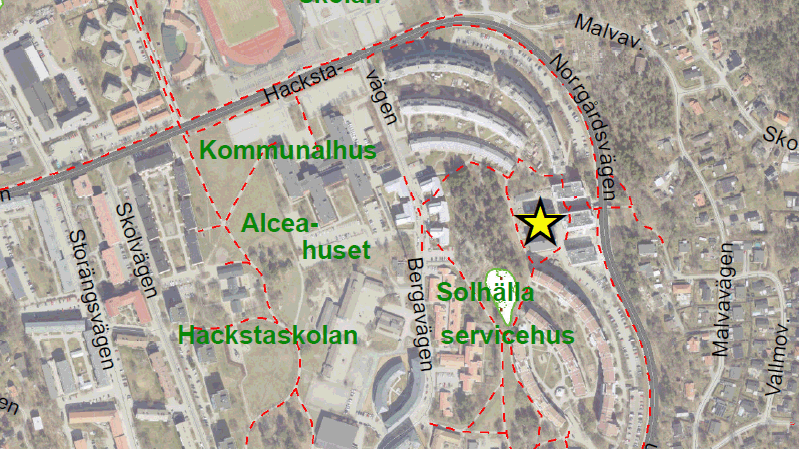 Karta med en stjärna som visar platsen där Kråkberget ligger