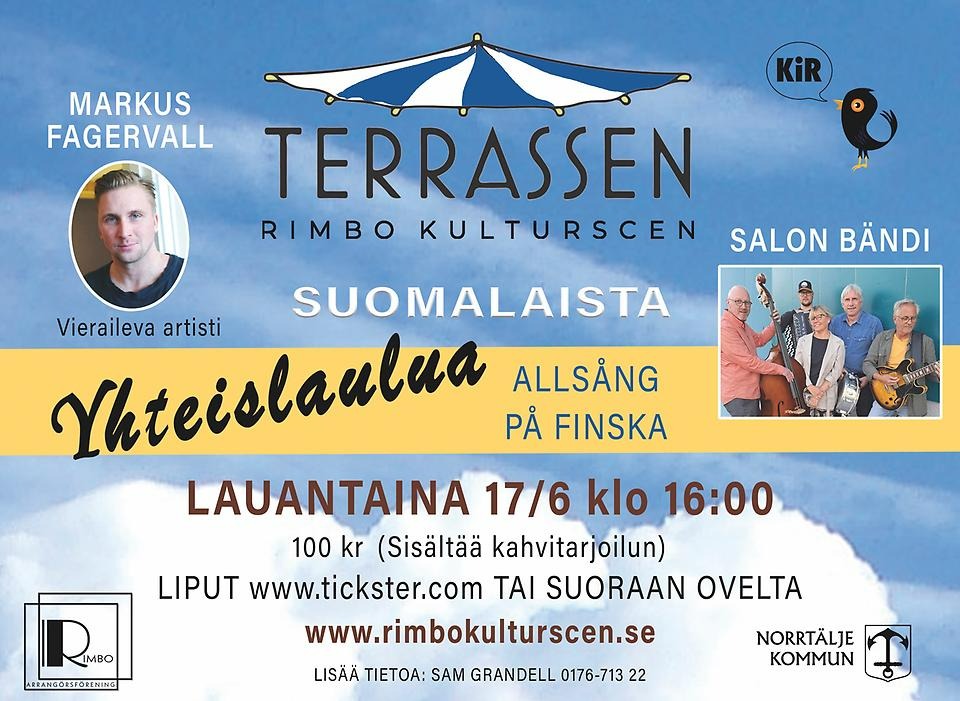 Juliste tapahtumasta yhteislaulua Rimbossa