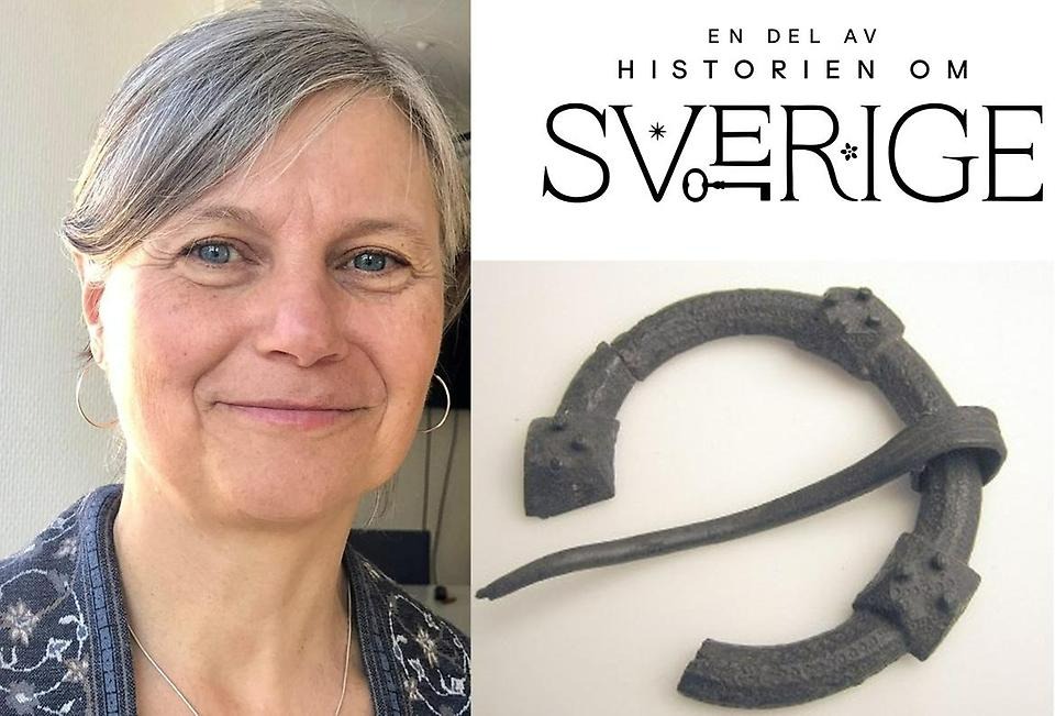 Porträttbild an en kvinna och en rostig järnspänne