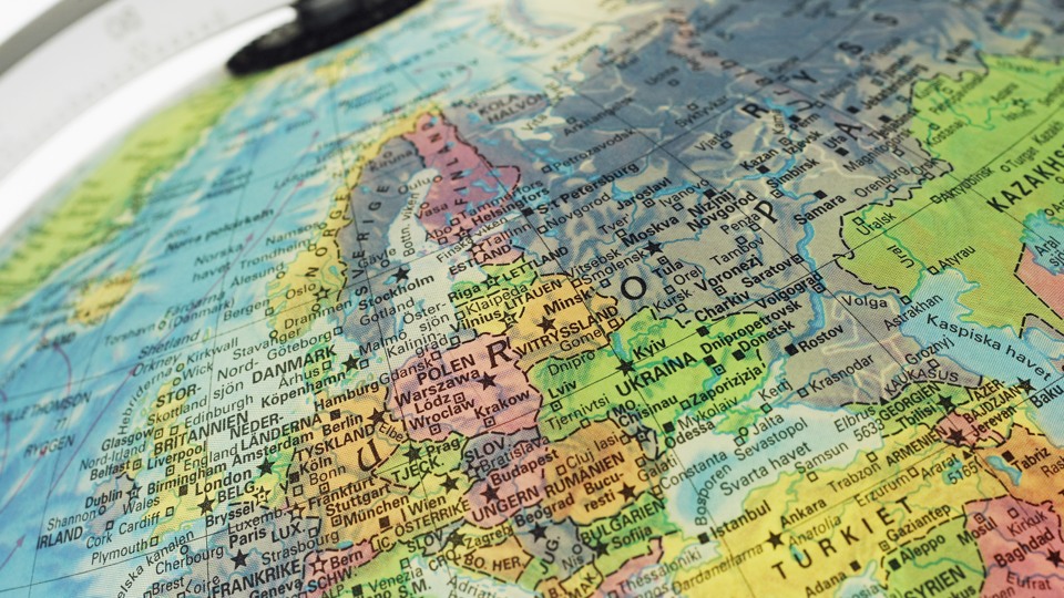 Bilden föreställer en karta över Europa.