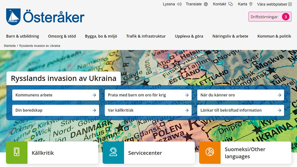 Skärmklipp från österåker.se/ukraina