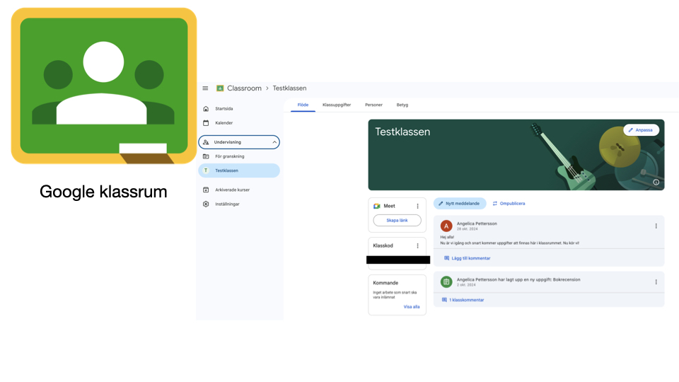 Google klassrum logga plus startvy