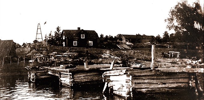 Äldre foto som visar hur det såg ut på Husarö