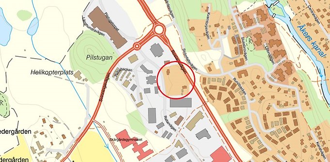 Karta över Runö med markering över planområdet