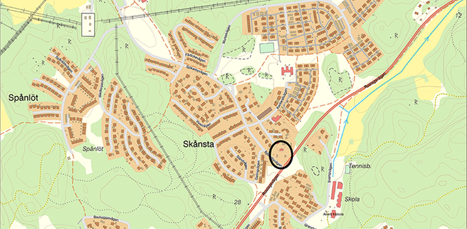 Bild Karta över Skånsta med markering över planområdet