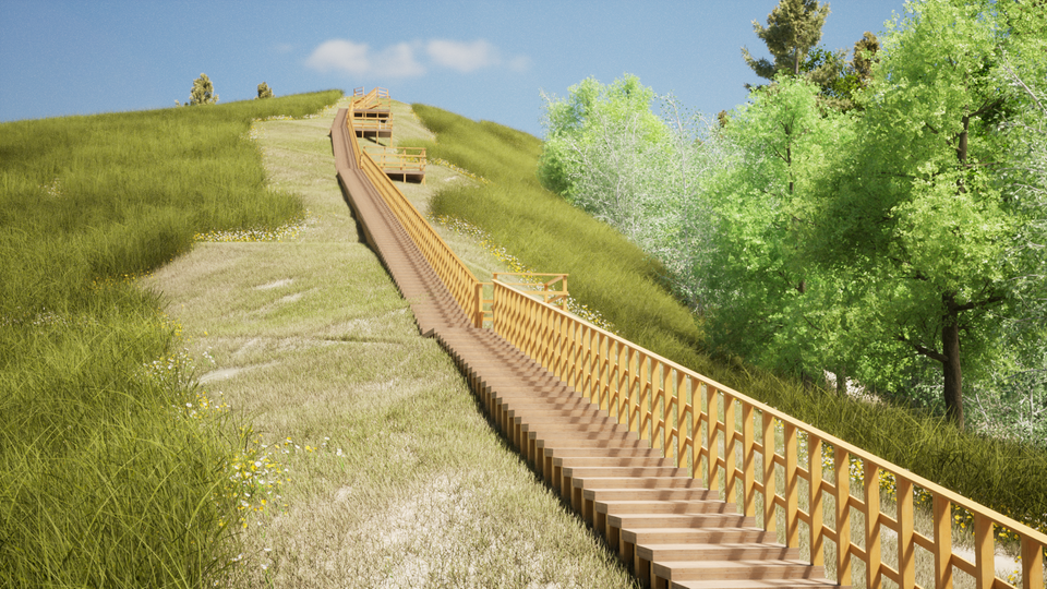 Simuleringar av den kommande trappan (ett ungefärligt utseende)
