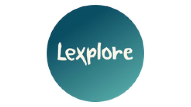 Lexplore logga. Grön cirkel med vit text i.
