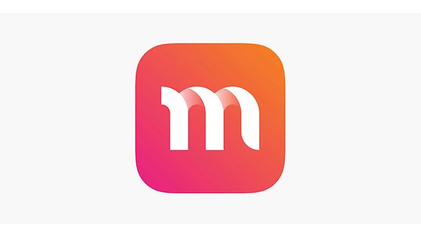 Magma Matteappen logga, rosa,orange bakgrund med bokstaven m i vitt