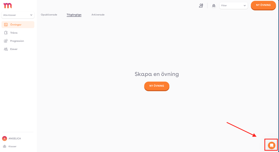 Chattfunktionen inne i Magma, nere i höger hörn