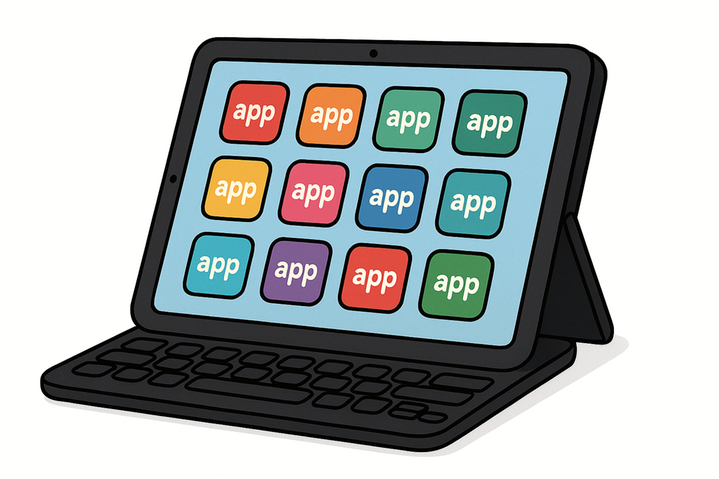 En surfplatta med ikoner för appar på