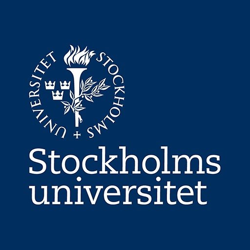 Stockholms universitet, vit text på blå bakgrund