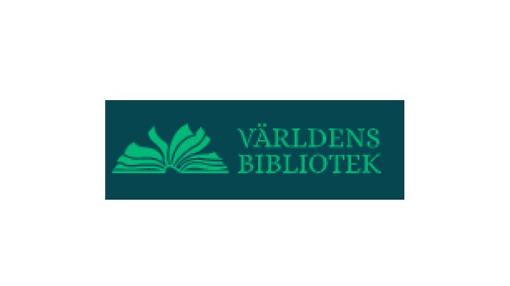 En bok och texten Världens bibliotek i gröna färger
