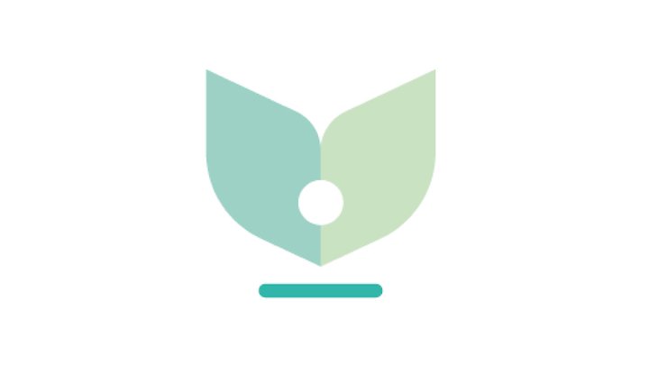 Ikon i två olika nyanser av grönt med ett streck under och en vit cirkel inuti.