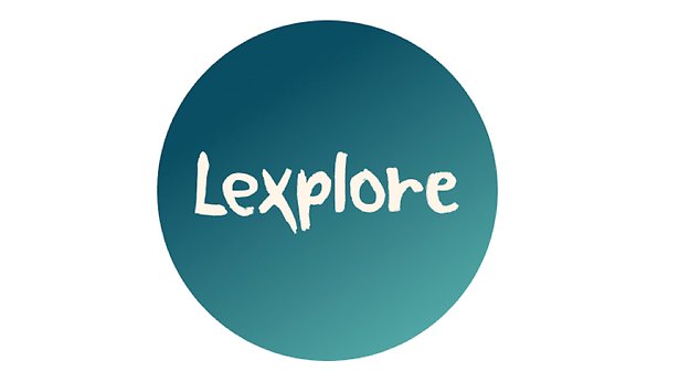 Lexplore logga. Grön cirkel med vit text i.