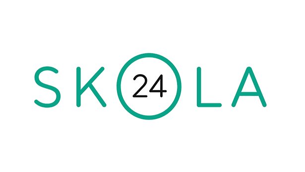 Skola24 logga. Vit bakgrund, texten SKOLA i grönt. I bokstaven O står siffrorna 24 i svart.