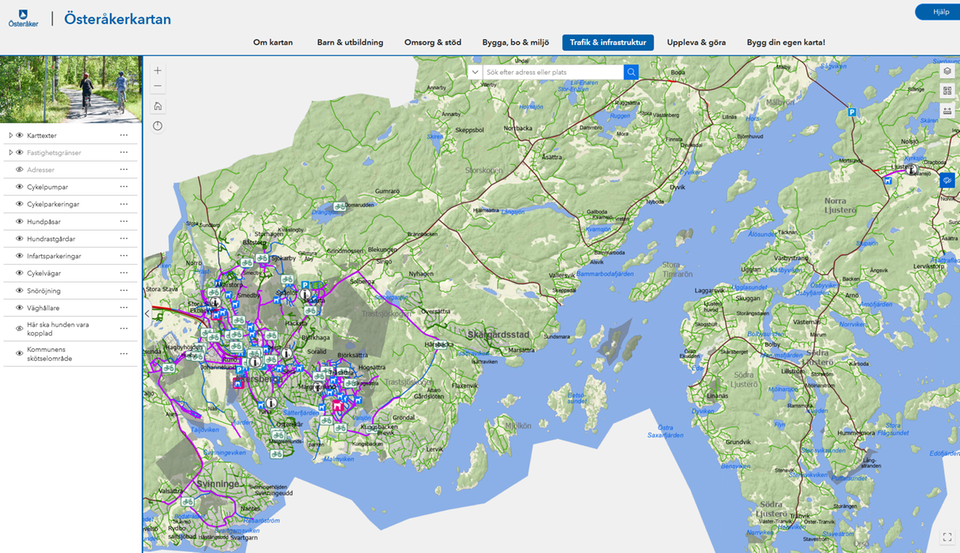 Karta som visar Österåkers vägnät.