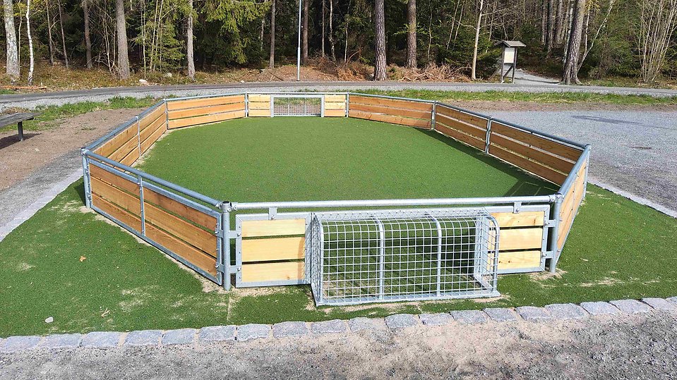 Liten konsgräsplan för landhockey och fotboll